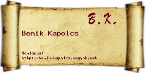 Benik Kapolcs névjegykártya